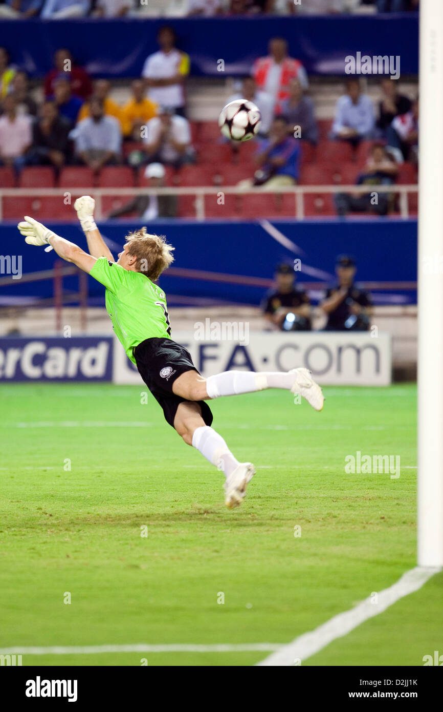 Siviglia, Spagna, Giedrius Arlauskis FC Unirea Urziceni in Champions League Foto Stock