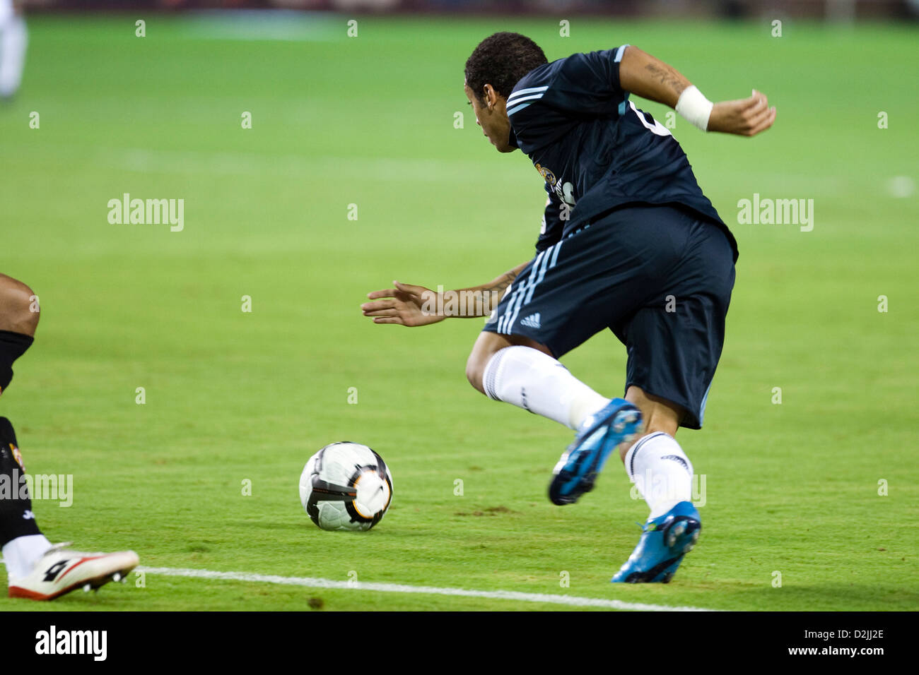 Siviglia, Spagna, Marcelo dal Real Madrid CF inseguendo la palla nella partita contro il Sevilla FC Foto Stock