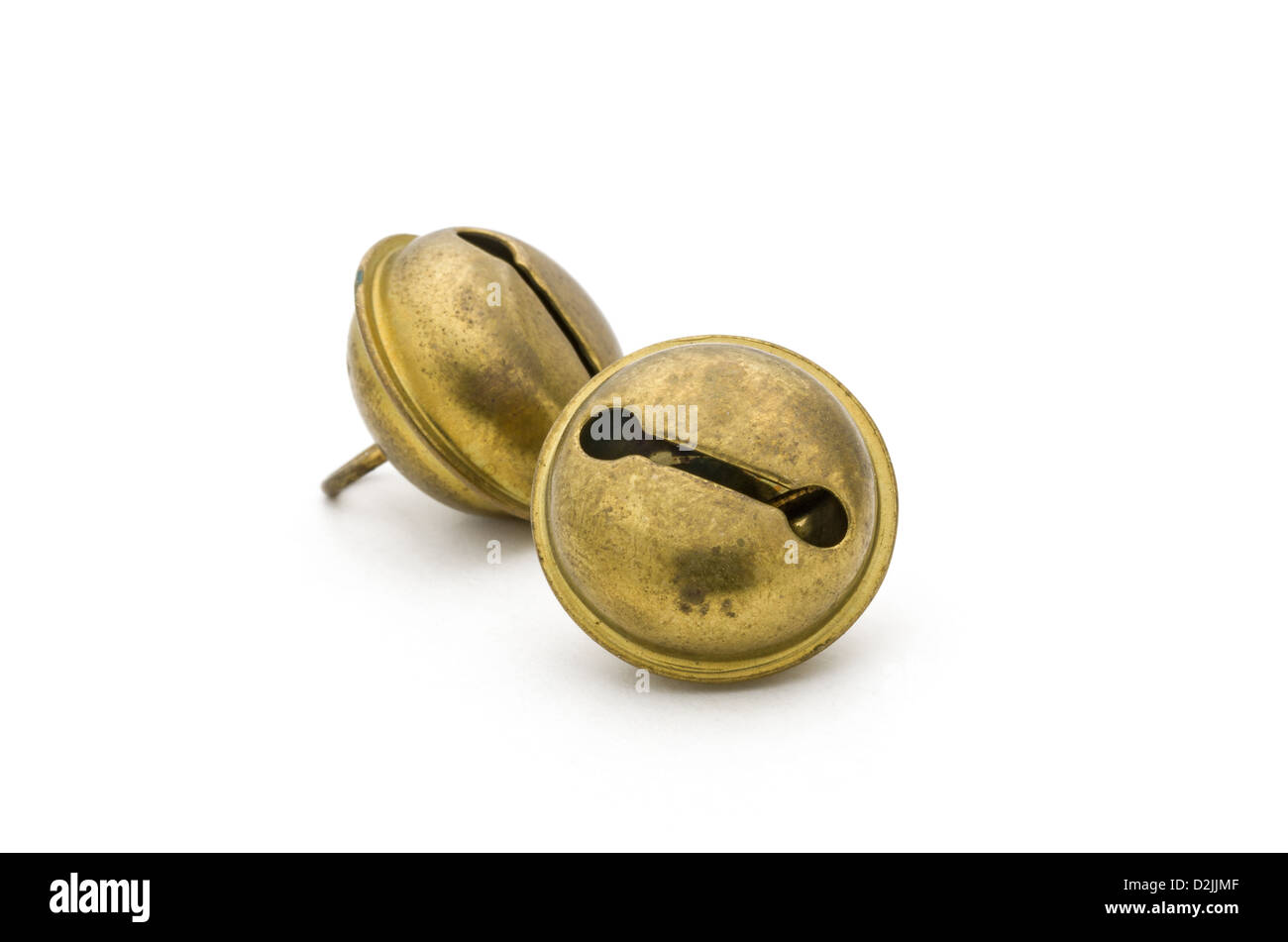 Due vecchi golden sleigh bells Foto Stock