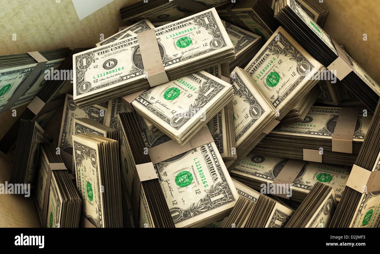 Di dollari in una scatola Foto Stock