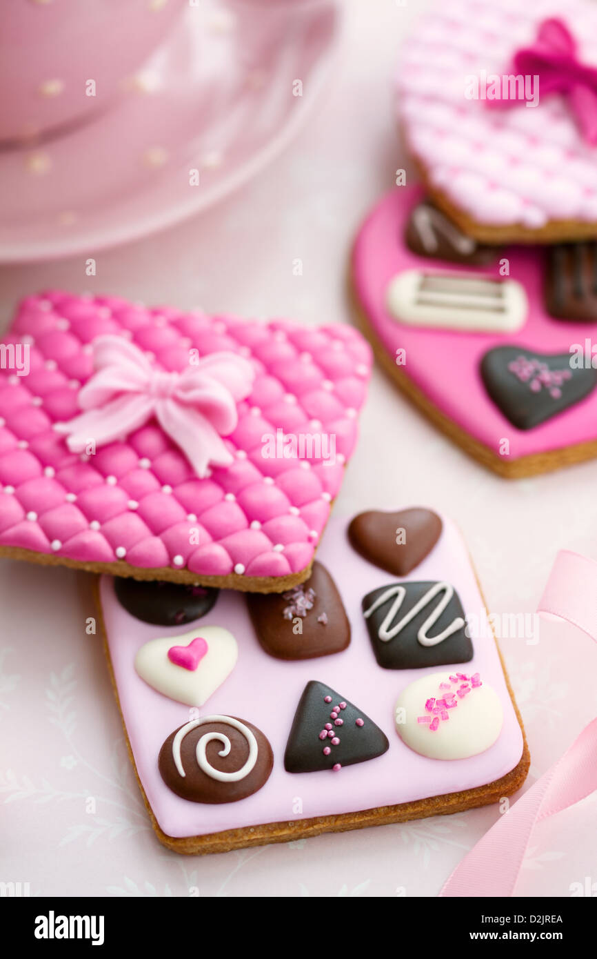 Scatola di cioccolatini di cookie Foto Stock