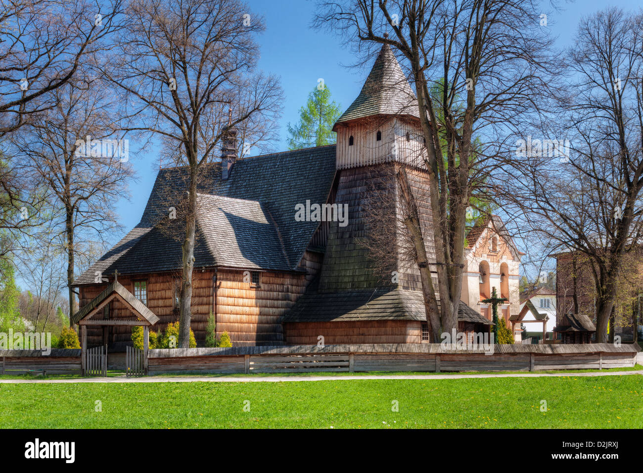 Chiesa di legno, Binarowa, Beskid Niski, Polonia, Europa, patrimonio mondiale dell UNESCO Foto Stock