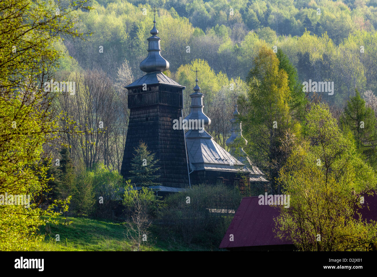 Legno, chiesa ortodossa, Leszczyny, Polonia, Europa Foto Stock