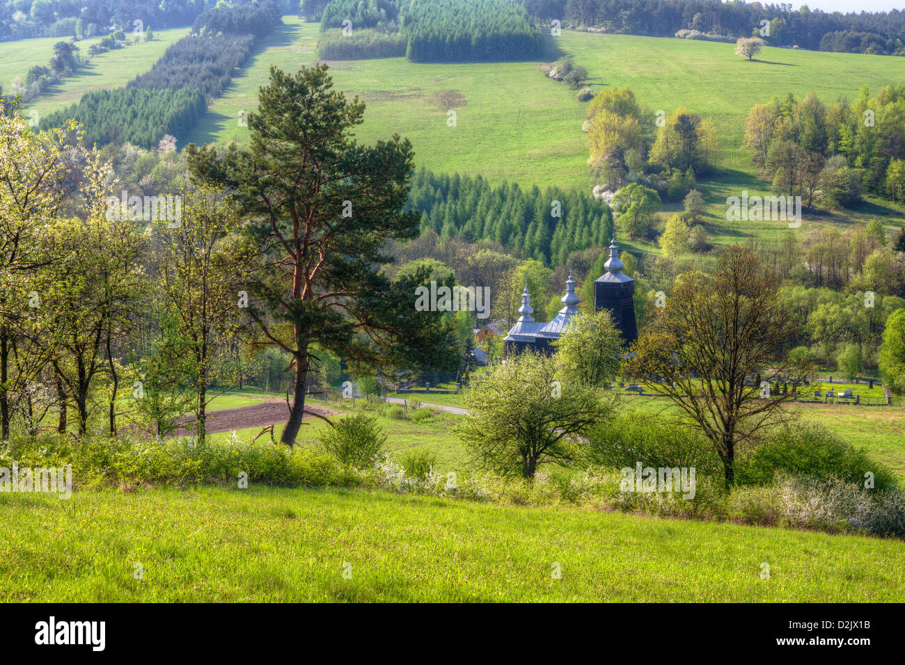 Legno, chiesa ortodossa, Leszczyny, Polonia Foto Stock