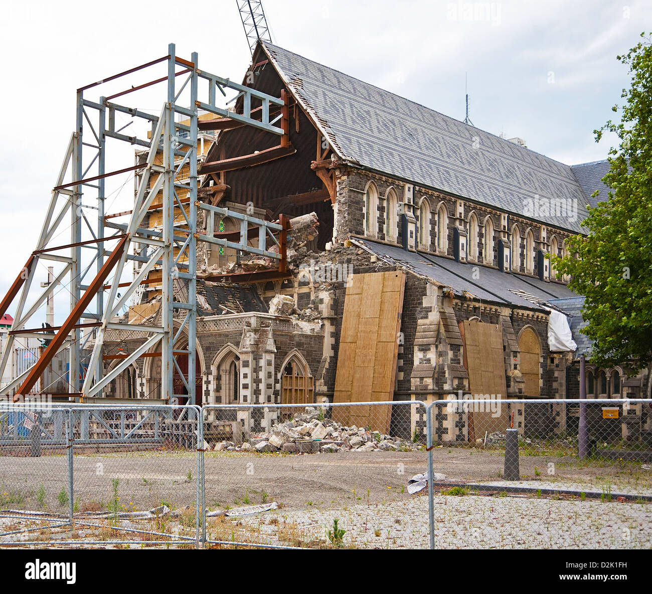 La città di Christchurch Cathedral gravemente danneggiata nel febbraio 2011 terremoto, Canterbury, Isola del Sud, Nuova Zelanda Foto Stock