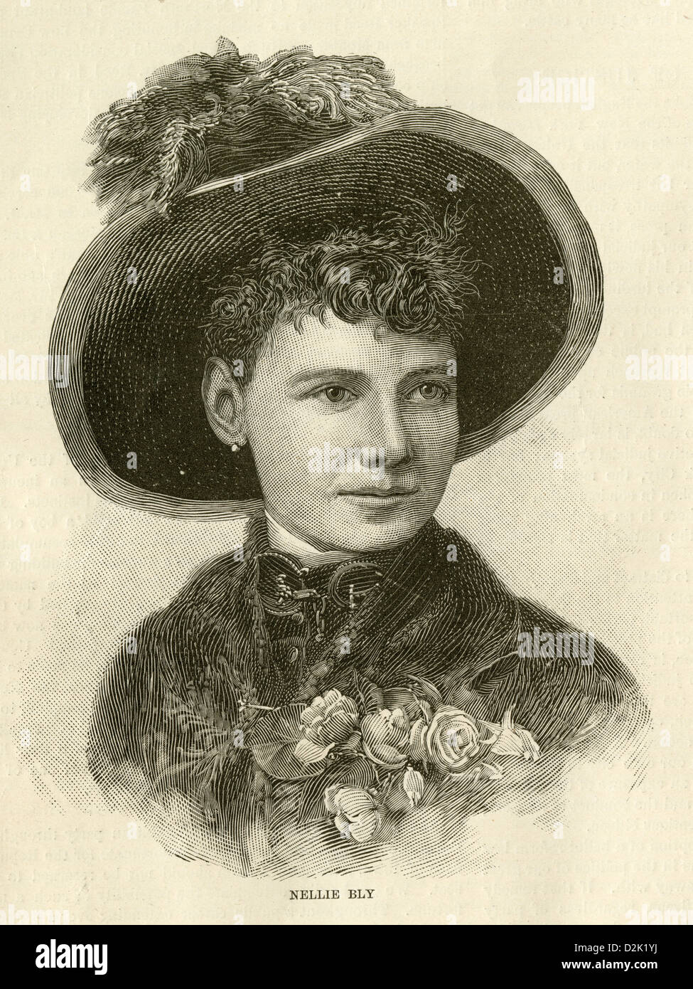 1890 incisione, Nellie Bly. Foto Stock