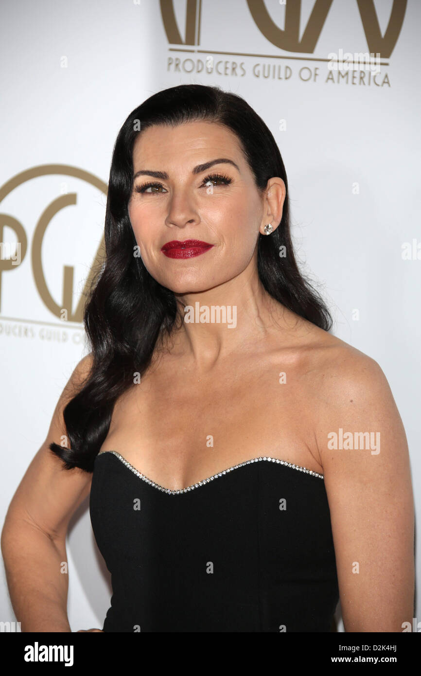 Noi attrice Julianna Margulies arriva al ventiquattresimo produttori annuale Guild Awards presso l'Hotel Beverly Hills di Beverly Hills, Stati Uniti d'America, 26 gennaio 2013. Foto: Hubert Boesl/dpa/Alamy Live News/Alamy Live News Foto Stock