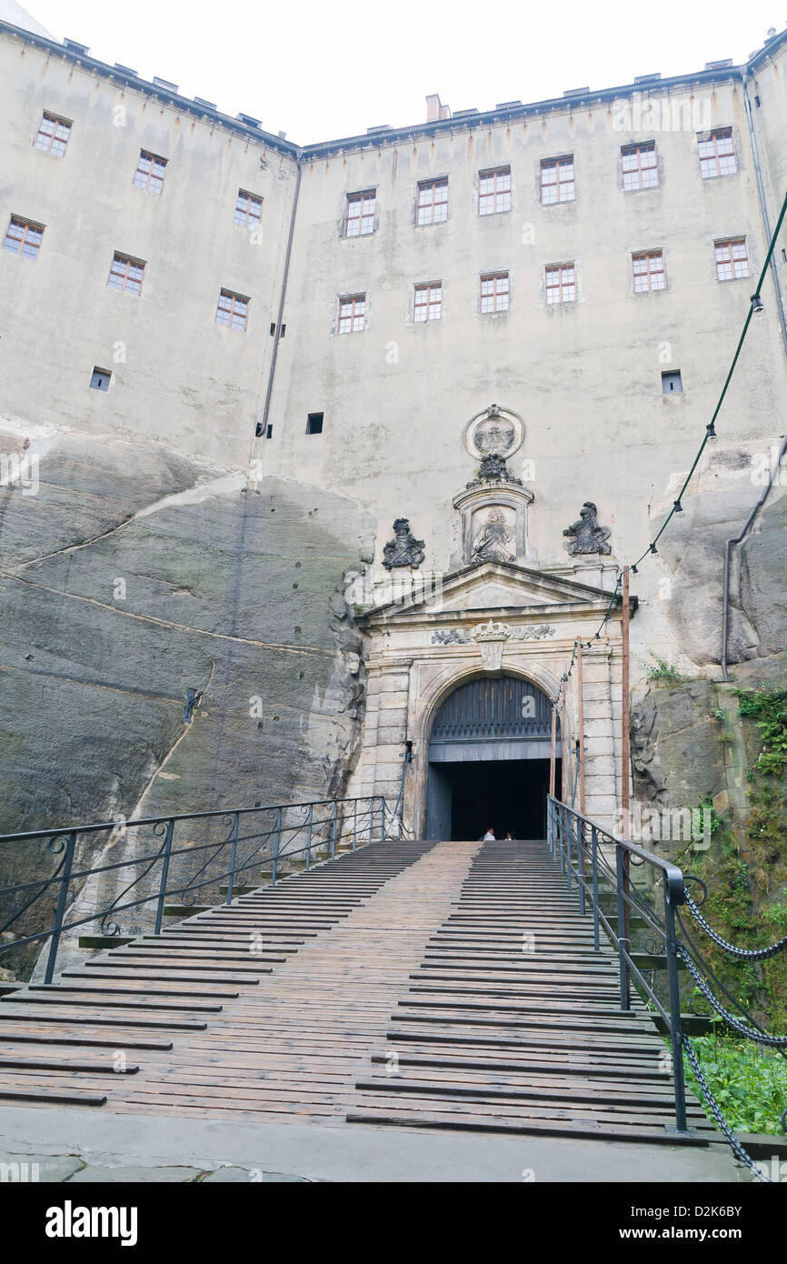 Konigstein fortezza sul fiume Elba, Germania Foto Stock