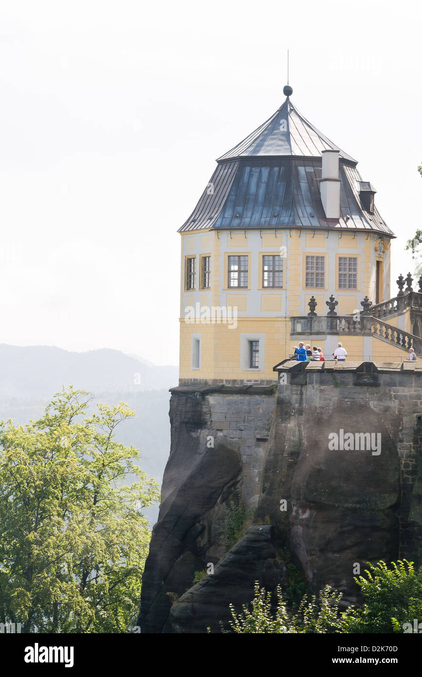 Konigstein fortezza sul fiume Elba, Germania Foto Stock