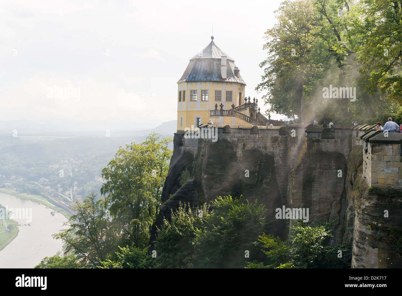 Konigstein fortezza sul fiume Elba, Germania Foto Stock