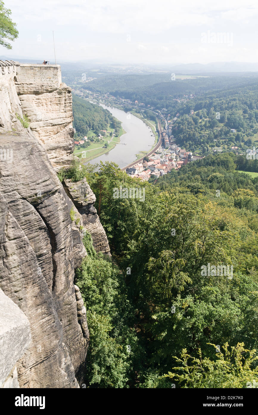 Konigstein fortezza sul fiume Elba, Germania Foto Stock
