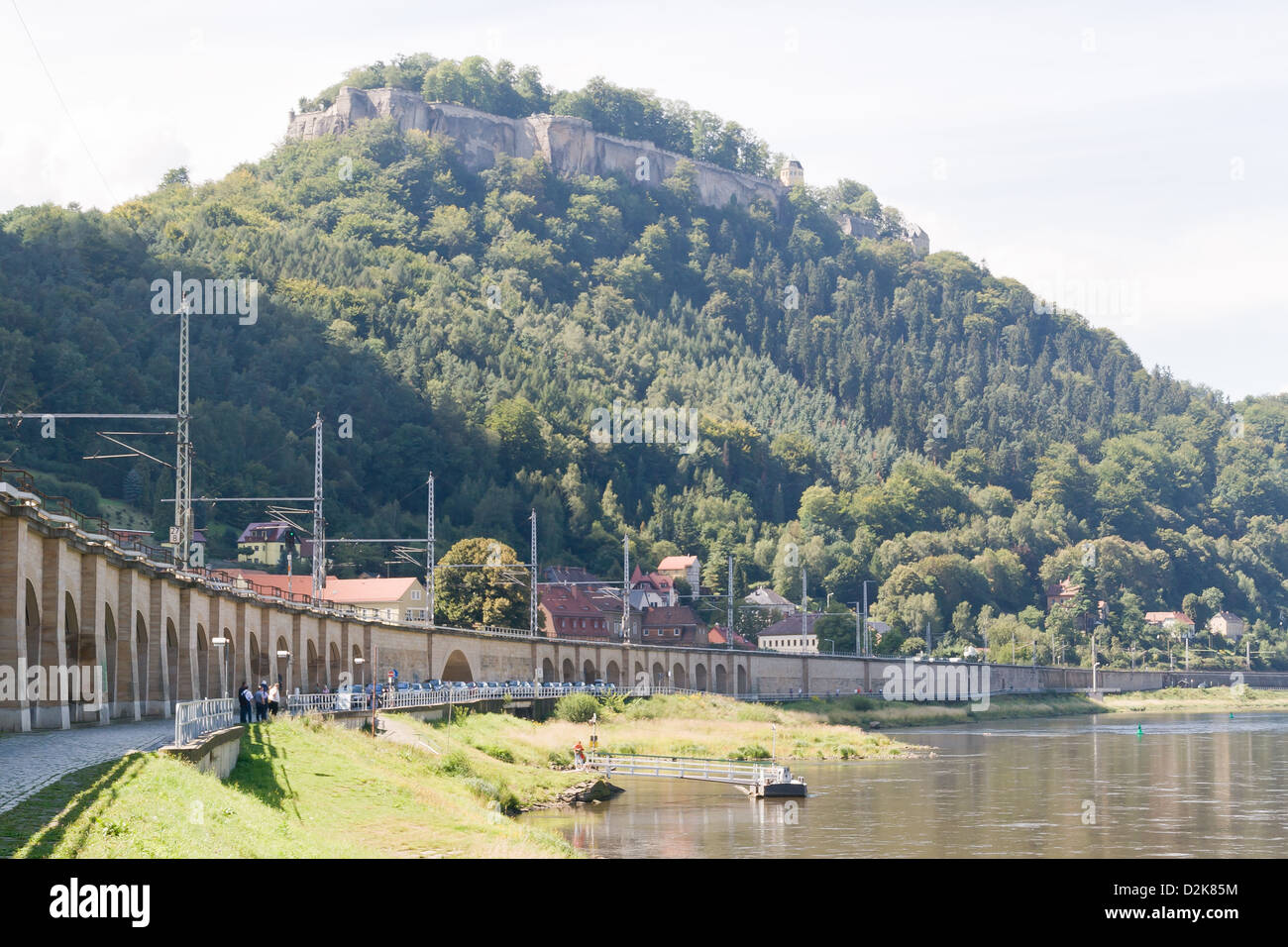 Konigstein fortezza sul fiume Elba, Germania Foto Stock