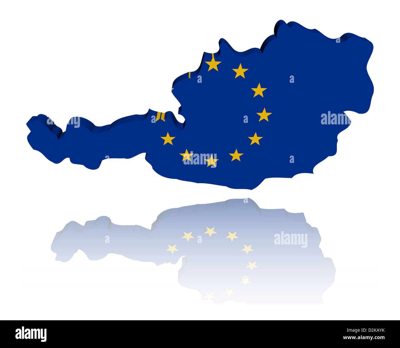 Austria mappa con bandiera UE illustrazione Foto Stock