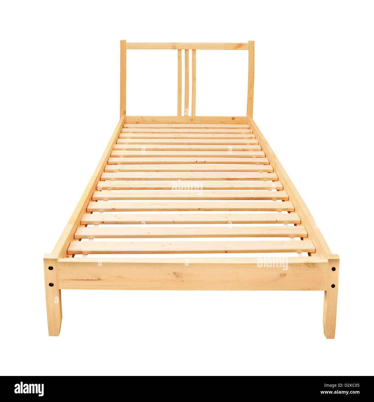 Giallo letto in legno isolato su sfondo bianco Foto Stock