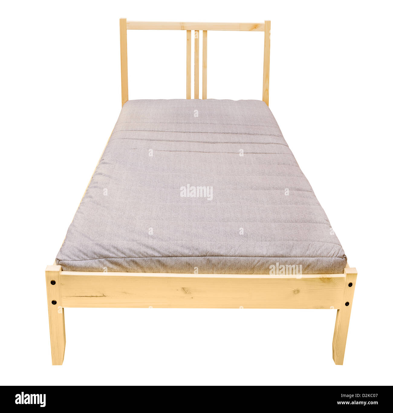 Giallo letto in legno isolato su sfondo bianco Foto Stock