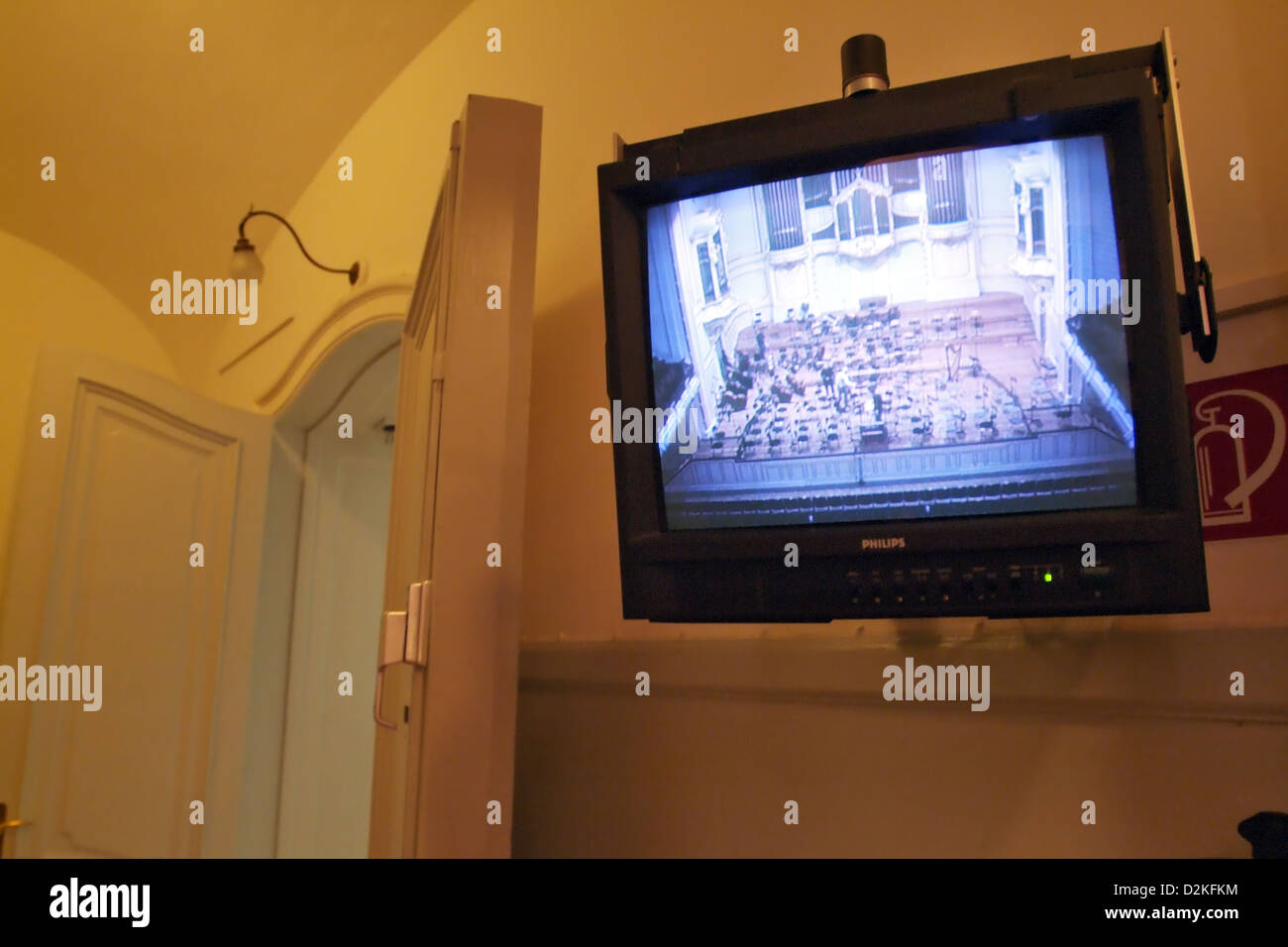 Amburgo, Germania, nella transizione schermo mostra la sala concerti della Laeiszhalle Foto Stock