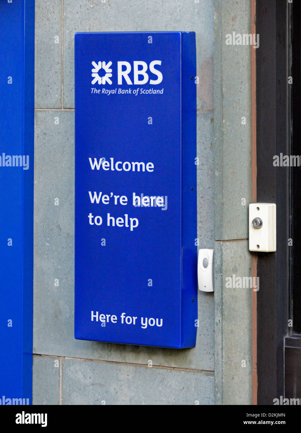 RBS Royal Bank of Scotland logo. Market Place, Kendal Cumbria, England, Regno Unito, Europa. Foto Stock