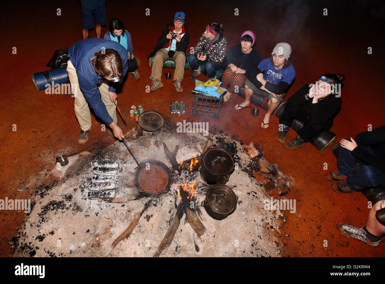 Il Camp la cottura nell'Outback australiano.Australia centrale. Foto Stock