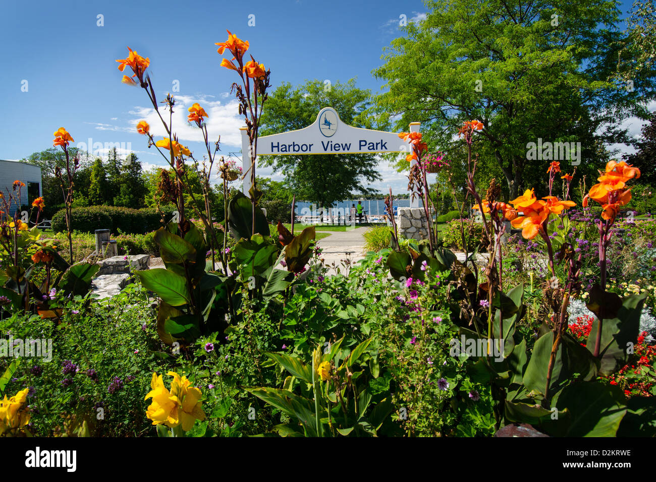 La vista del porto e Parco nel porto di uovo, Wisconsin Foto Stock