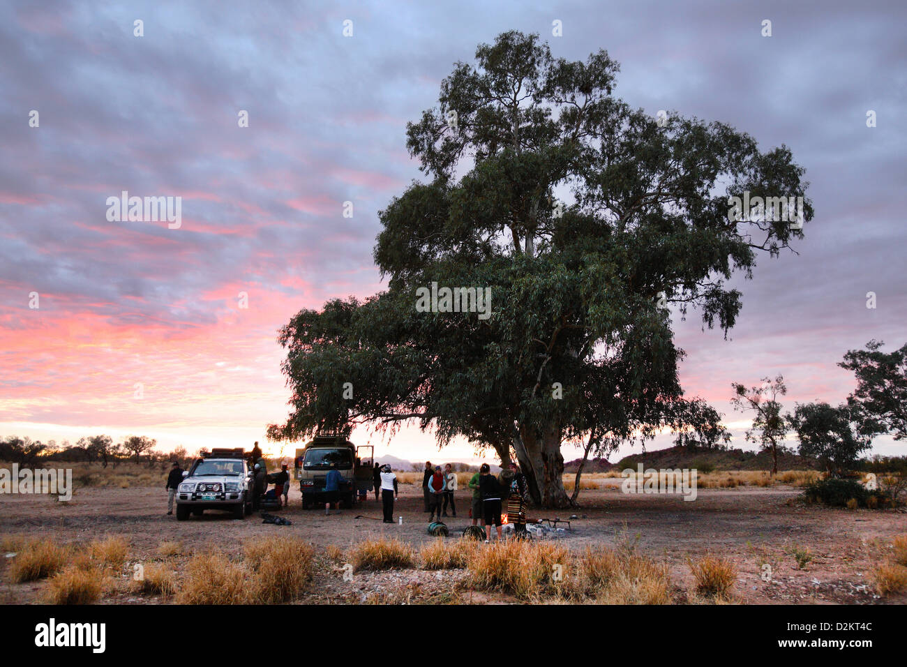 Touring nell'Outback australiano. Fiume Finke, Australia centrale. Foto Stock