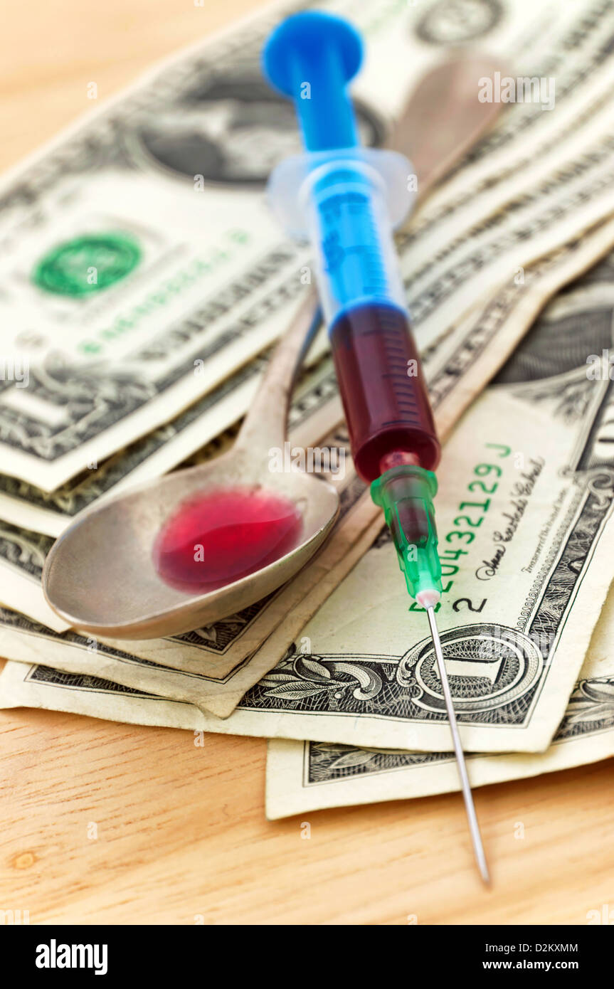 Il denaro sporco ,drug addicion Foto Stock