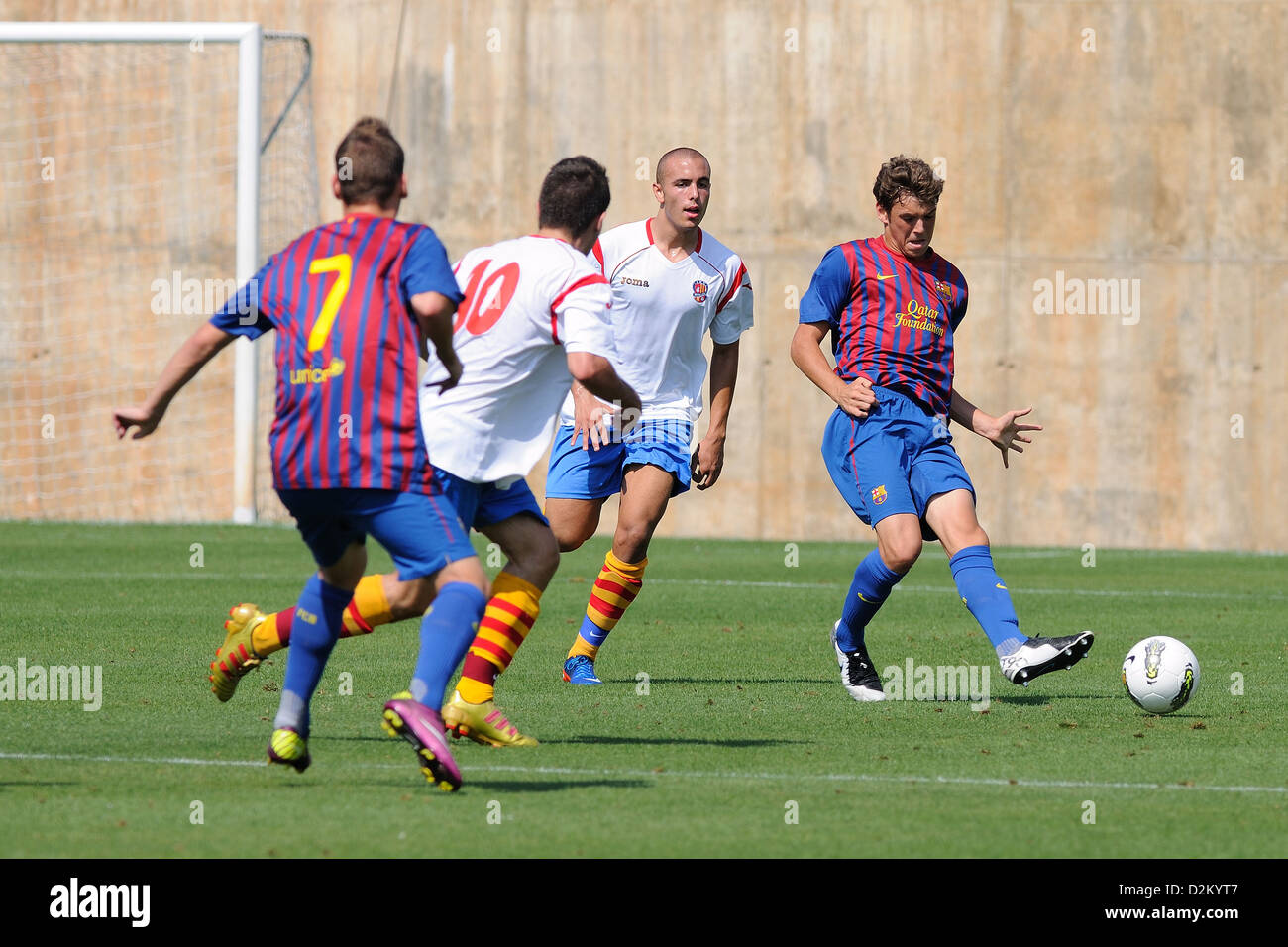 Barcellona, Spagna - Sep 11: Sergio Ayala gioca con F.C Barcellona squadra giovanile contro Manlleu su Settembre 11, 2011. Foto Stock