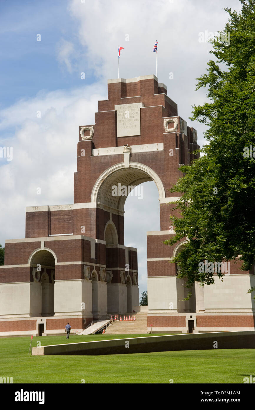 Il Thiepval Memoriale per la mancanza della Prima Guerra Mondiale La Battaglia del 1916 sulle somme, Francia Foto Stock