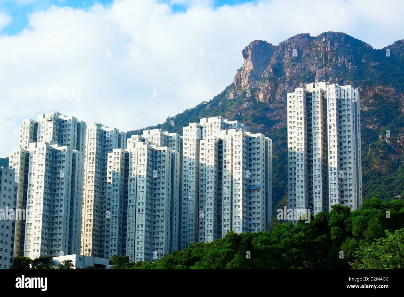 Hong Kong paesaggio di alloggiamento sotto Lion Rock Foto Stock