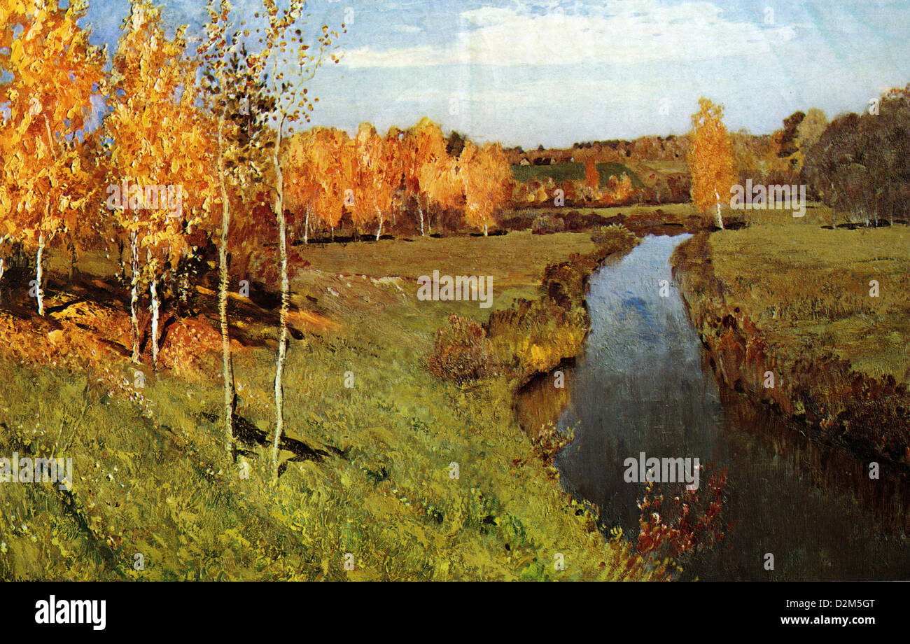 Isaak Levitan 'Autunno Dorato', 1895 - Riproduzione dal libro "Levitan', Mosca, 1960 Foto Stock