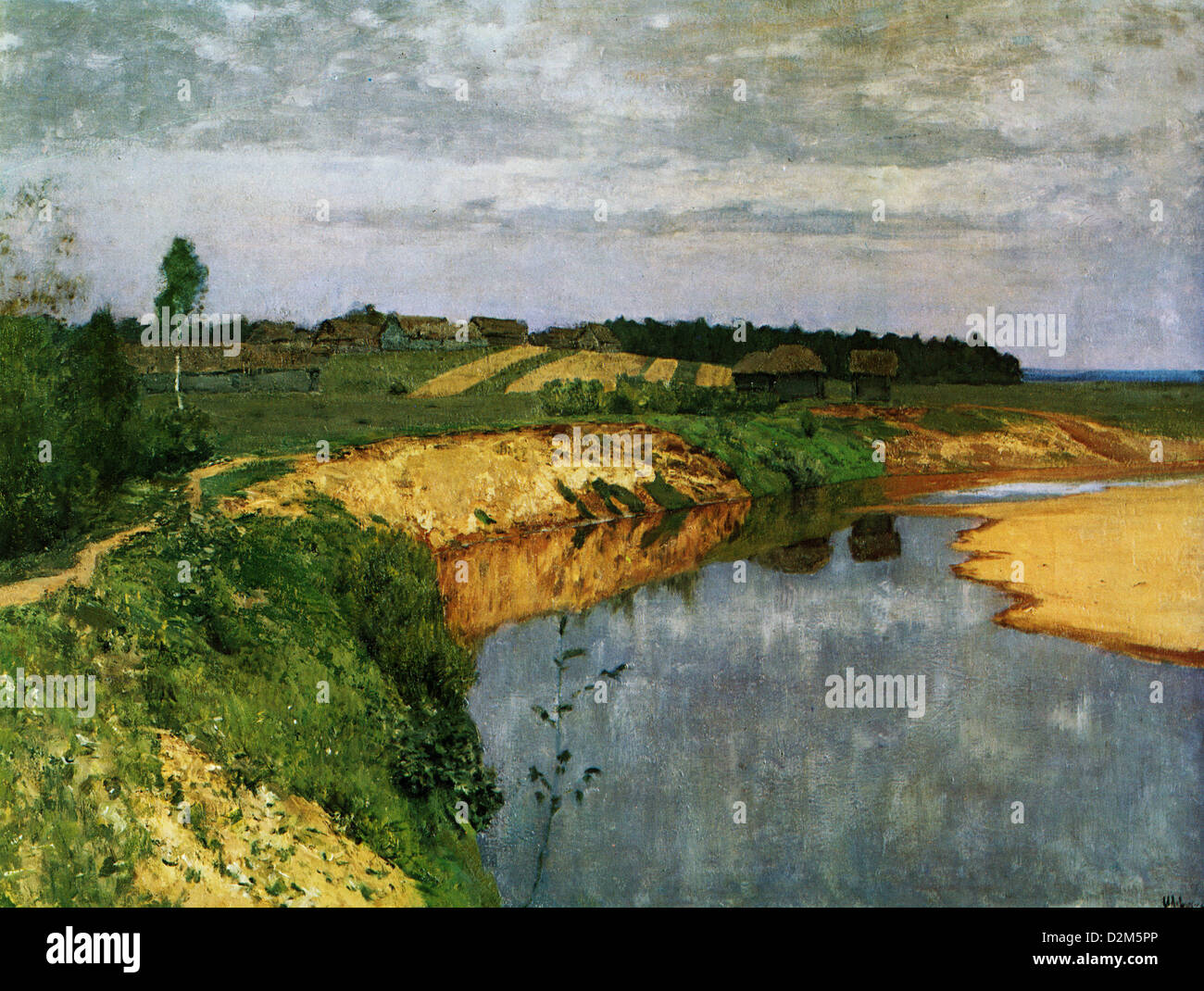 Isaak Levitan 'villaggio sulle rive del fiume' - La riproduzione dal libro "Levitan', Mosca, 1960 Foto Stock