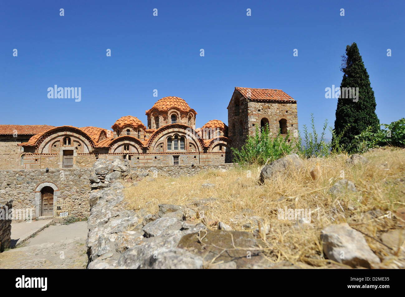 La metropoli cattedrale nella squisita sito bizantina di Mistra; Laconia, Peloponneso. La Grecia. Foto Stock