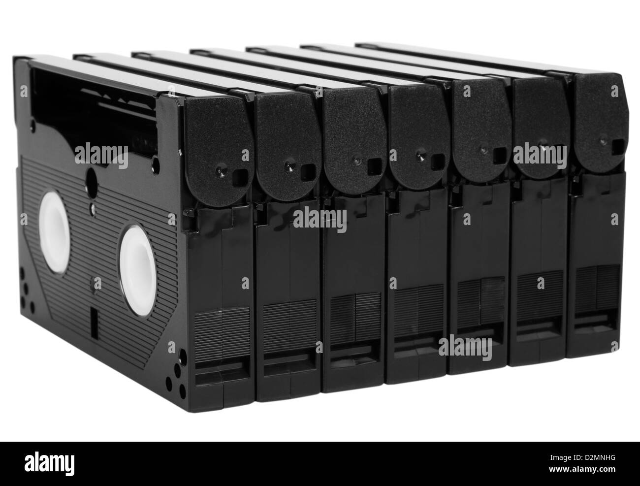 Close-up di videocassette in una riga Foto Stock