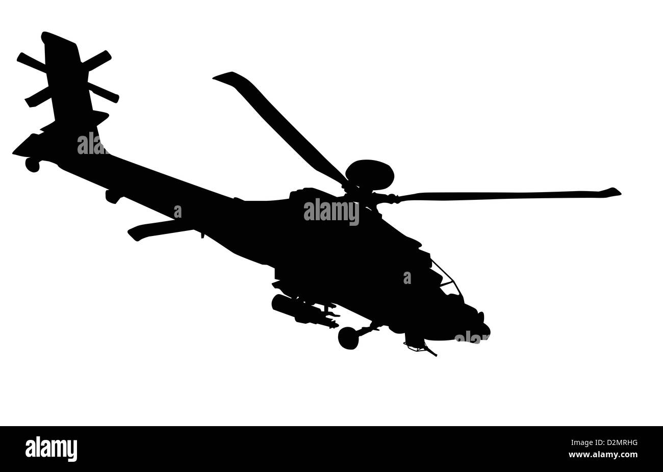 Silhouette di vettore di AH-64 Longbow Apache elicottero . Foto Stock