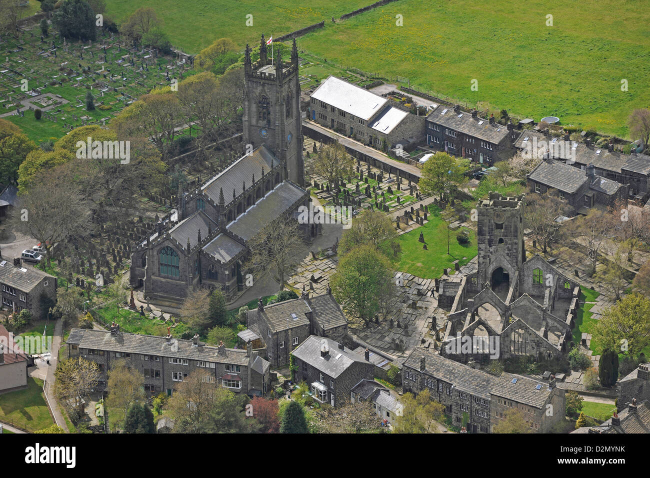 Fotografia aerea di Hebden Bridge West Yorkshire Foto Stock