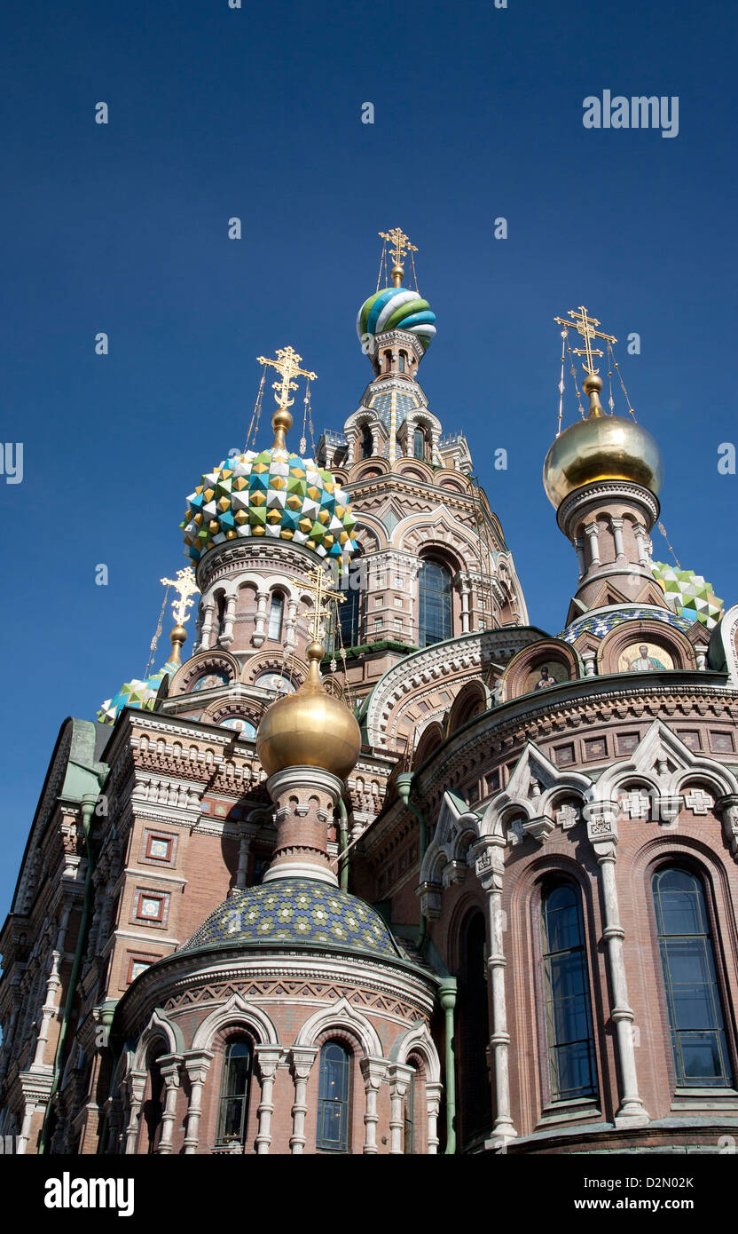 La Chiesa del Sangue Versato, Sito Patrimonio Mondiale dell'UNESCO, San Pietroburgo, Russia, Eurp[e Foto Stock