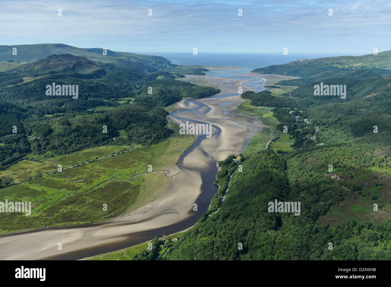 Fotografia aerea del paesaggio gallese. Foto Stock
