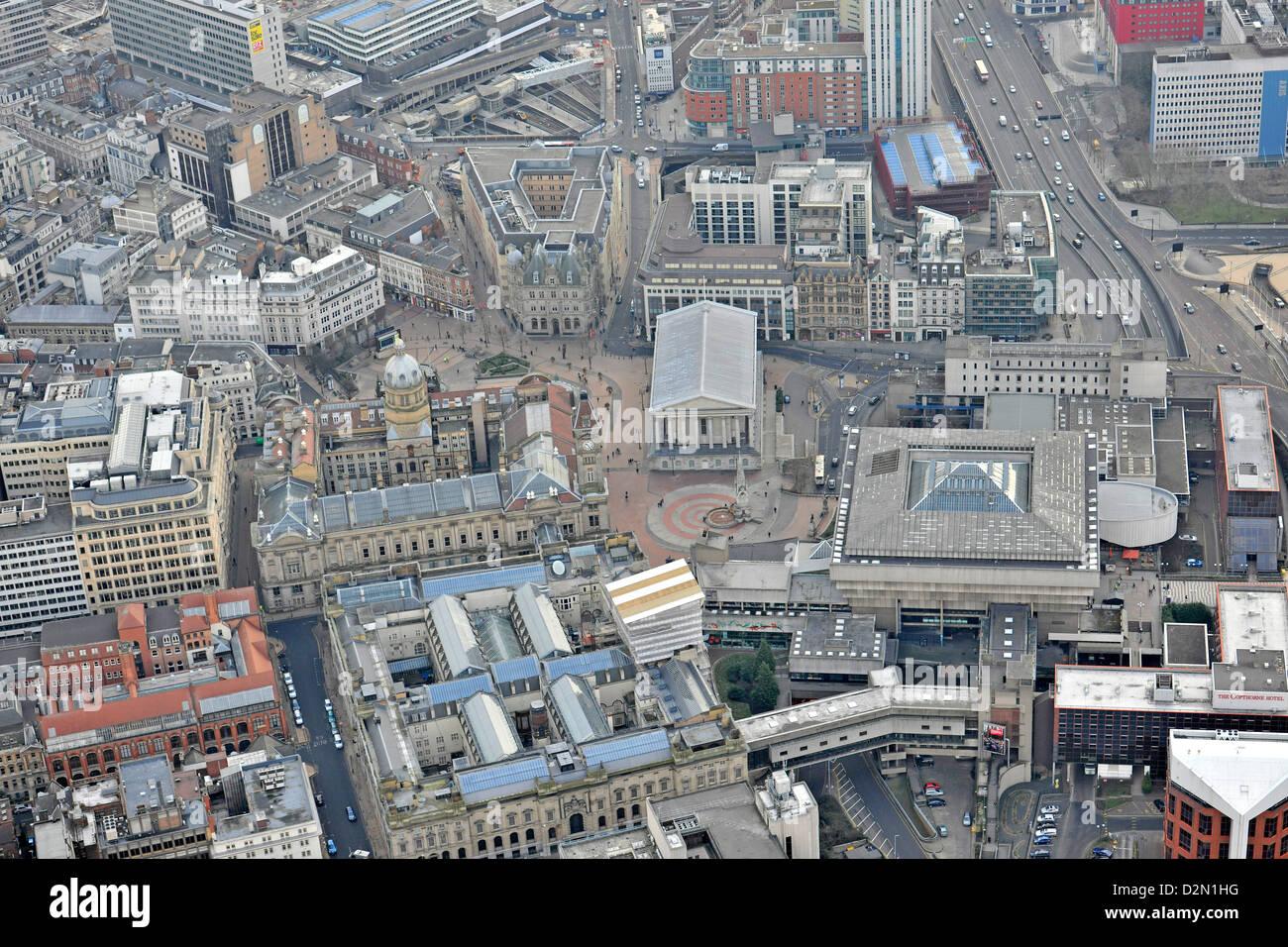 Fotografia aerea del centro cittadino di Birmingham Foto Stock