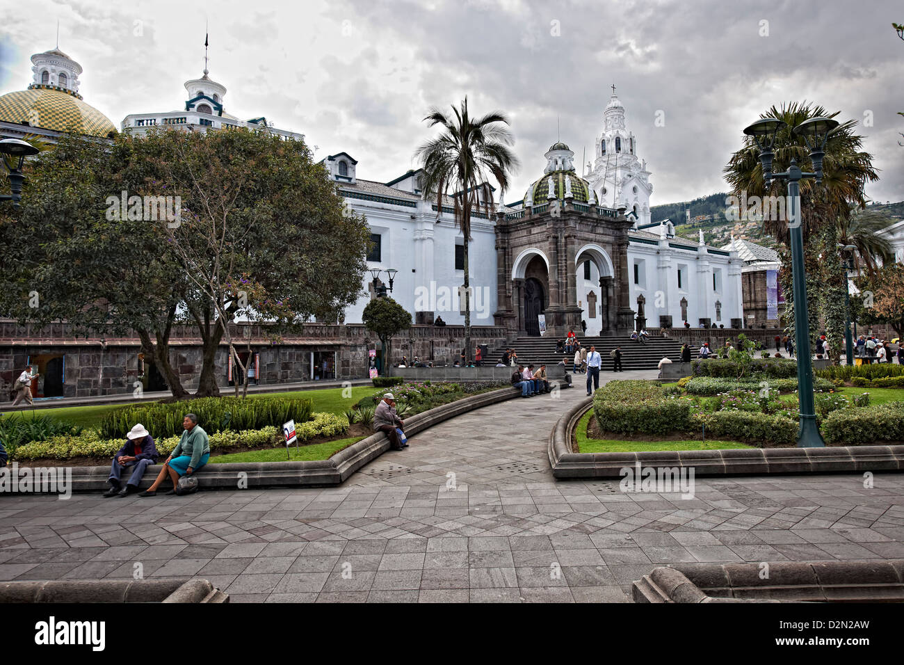 Cattedrale Metropolitana e independance square, il centro storico di Quito, Ecuador Foto Stock