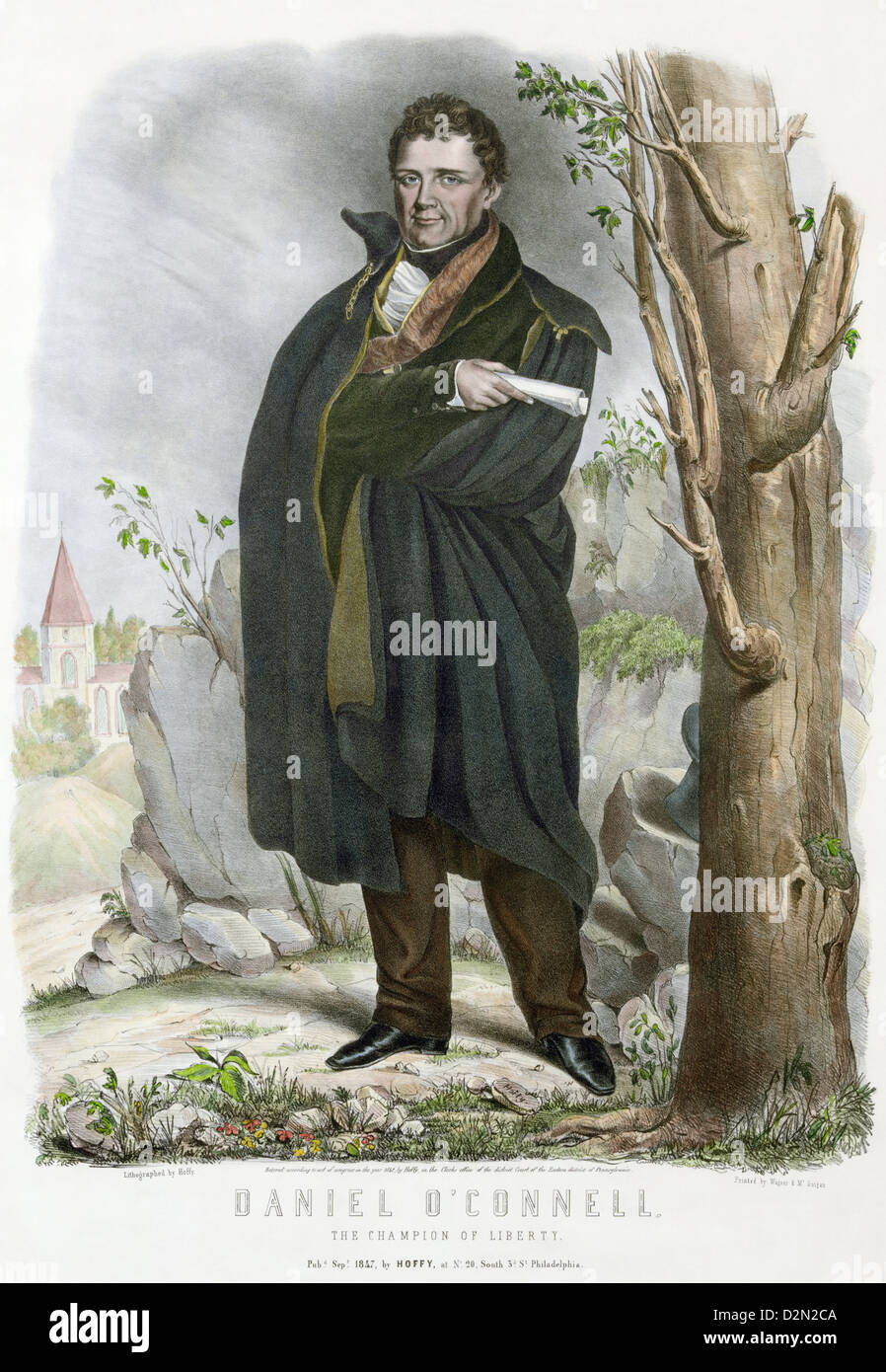 Di Daniel O'Connell (1775-1847) Irish leader politico su una incisione americano circa 1836 Foto Stock