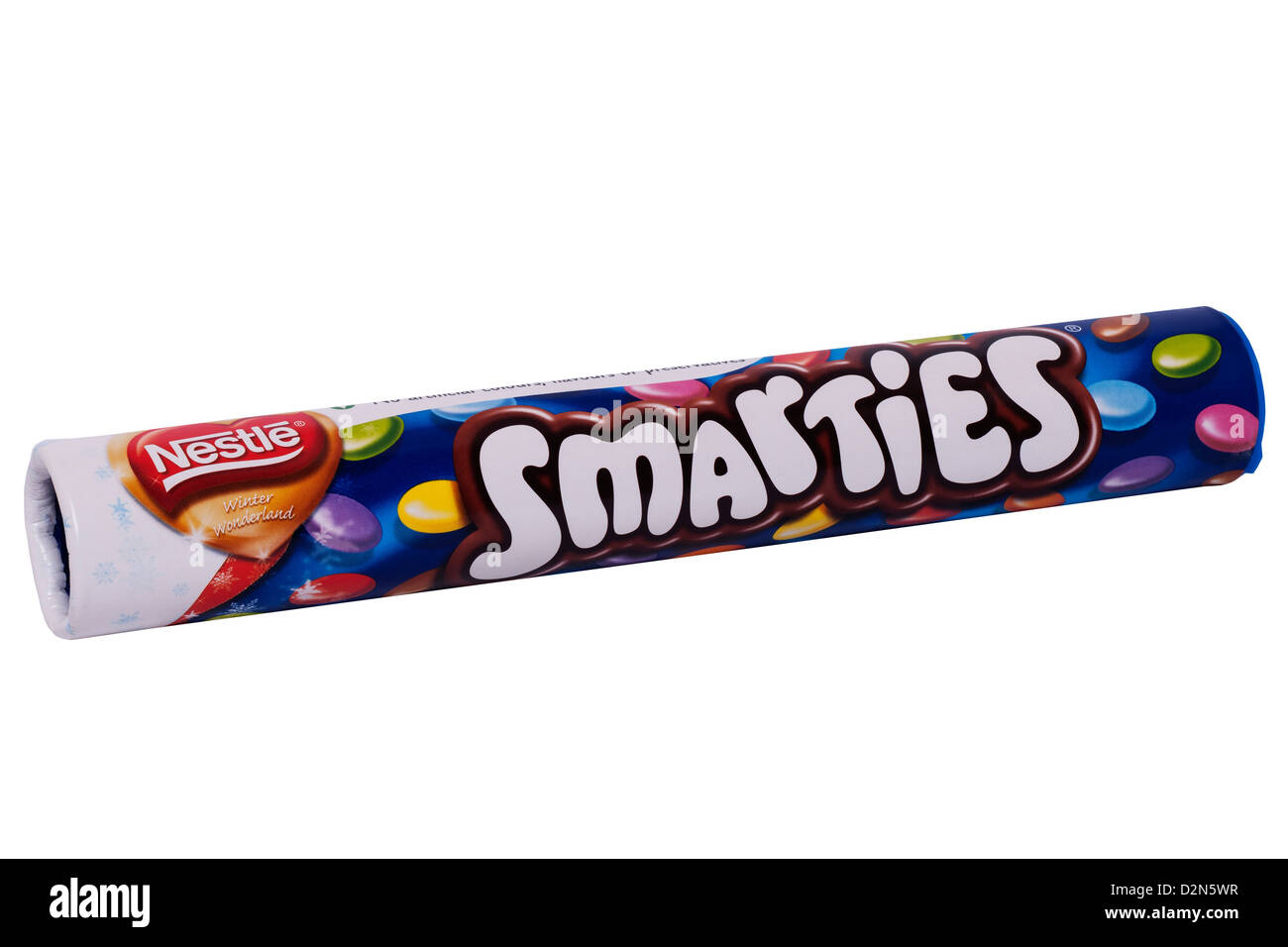 Un tubo di Nestle Smarties su sfondo bianco Foto Stock