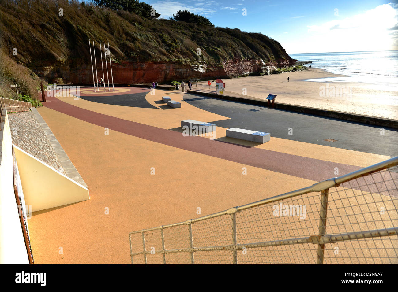 Il nuovo layout di Orcombe point - Exmouth beach, Devon, Regno Unito Foto Stock