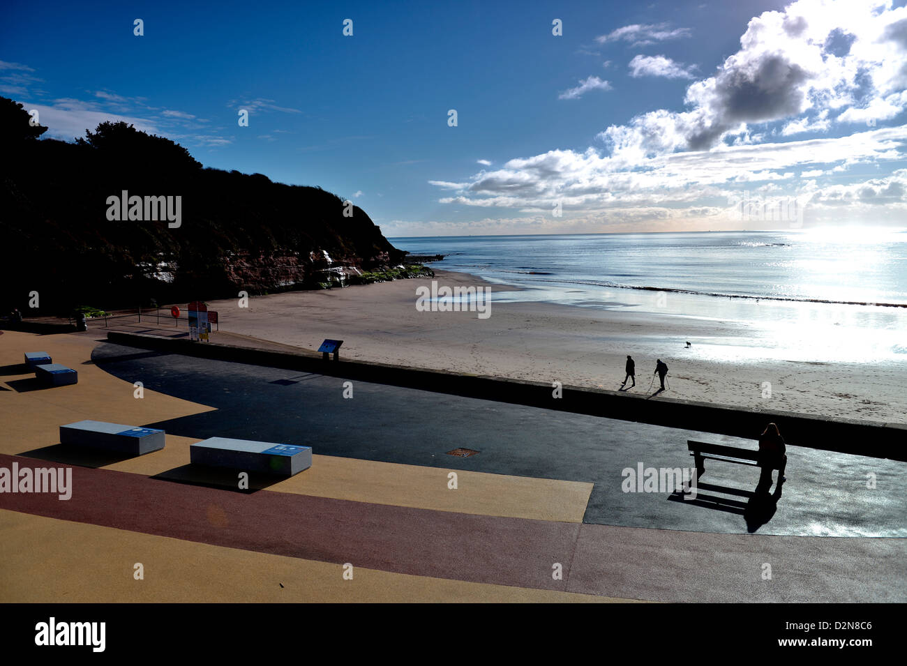 Il nuovo layout di Orcombe point - Exmouth beach, Devon, Regno Unito Foto Stock