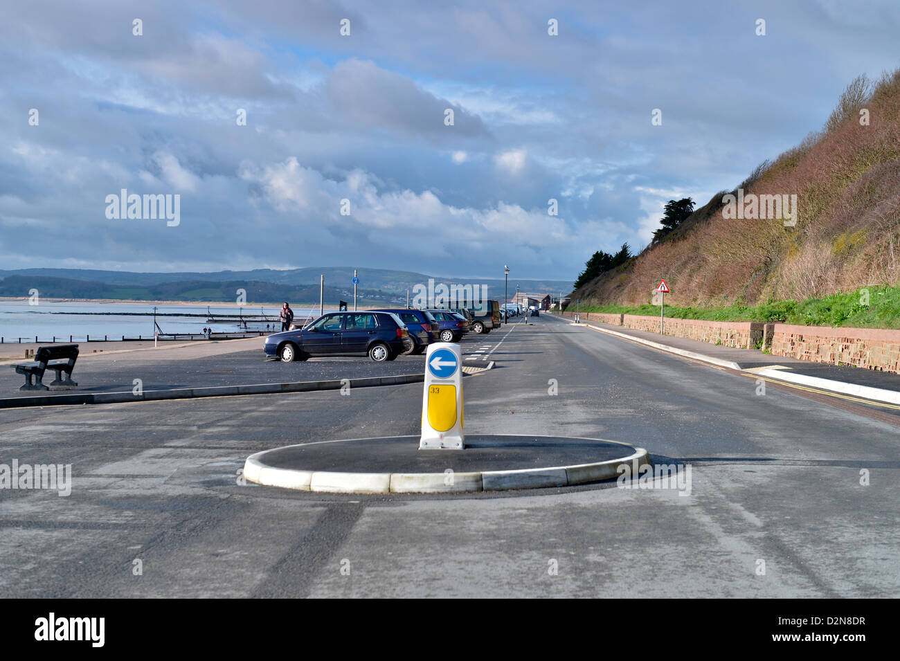 Una vista della spiaggia di Exmouth guardando Queens Drive da Orcombe Point - Devon, Regno Unito Foto Stock
