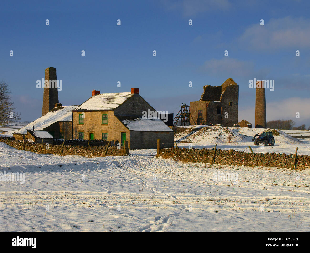 Gazza miniera Derbyshire Peak District inverno Foto Stock