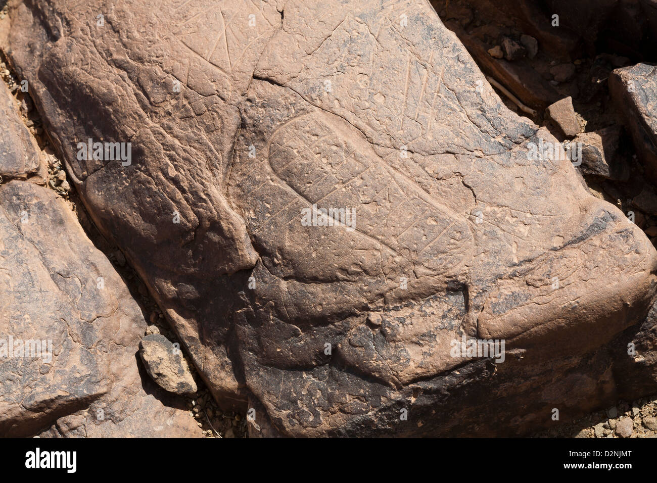 Sito d'arte rupestre preistorica Ait Ouazik, Marocco, Nord Africa Foto Stock