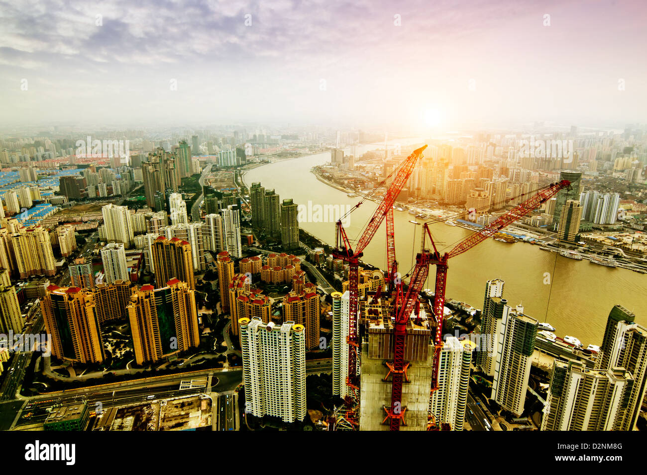 Shanghai Lujiazui Finance and Trade Zone skyline Foto Stock