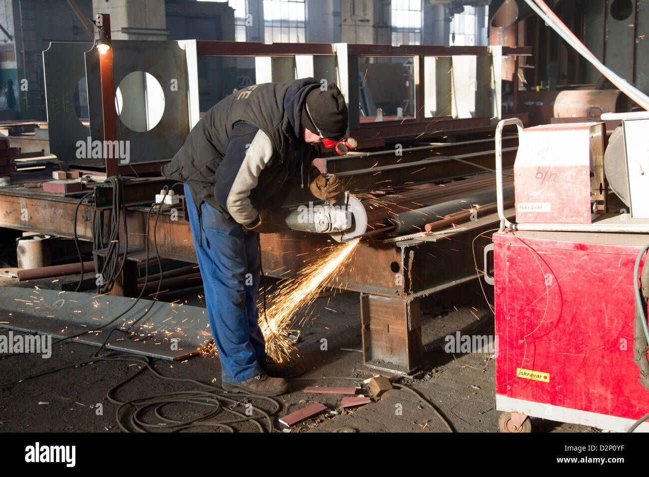 Acciaio-cantiere di taglio a Danzica Polonia Foto Stock