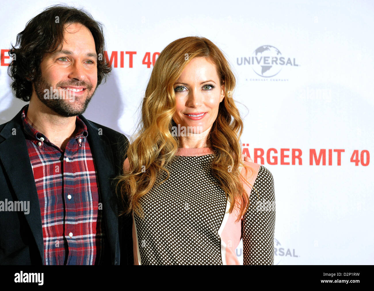 Berlino, Germania. Il 30 gennaio 2013. Noi attore Paul Rudd e attrice Leslie Mann pongono durante un photocall per il film 'Questo è 40' a Berlino, Germania, 30 gennaio 2013. Foto: PAOLO ZINKEN/ Alamy Live News Foto Stock