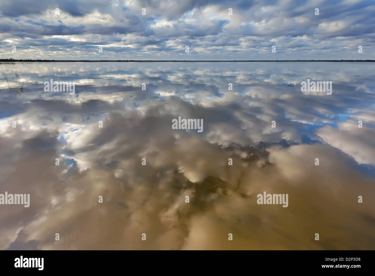 Ancora acqua riflessioni sul Lake Bonney nel Riverland del Sud Australia vicino Barmera Foto Stock