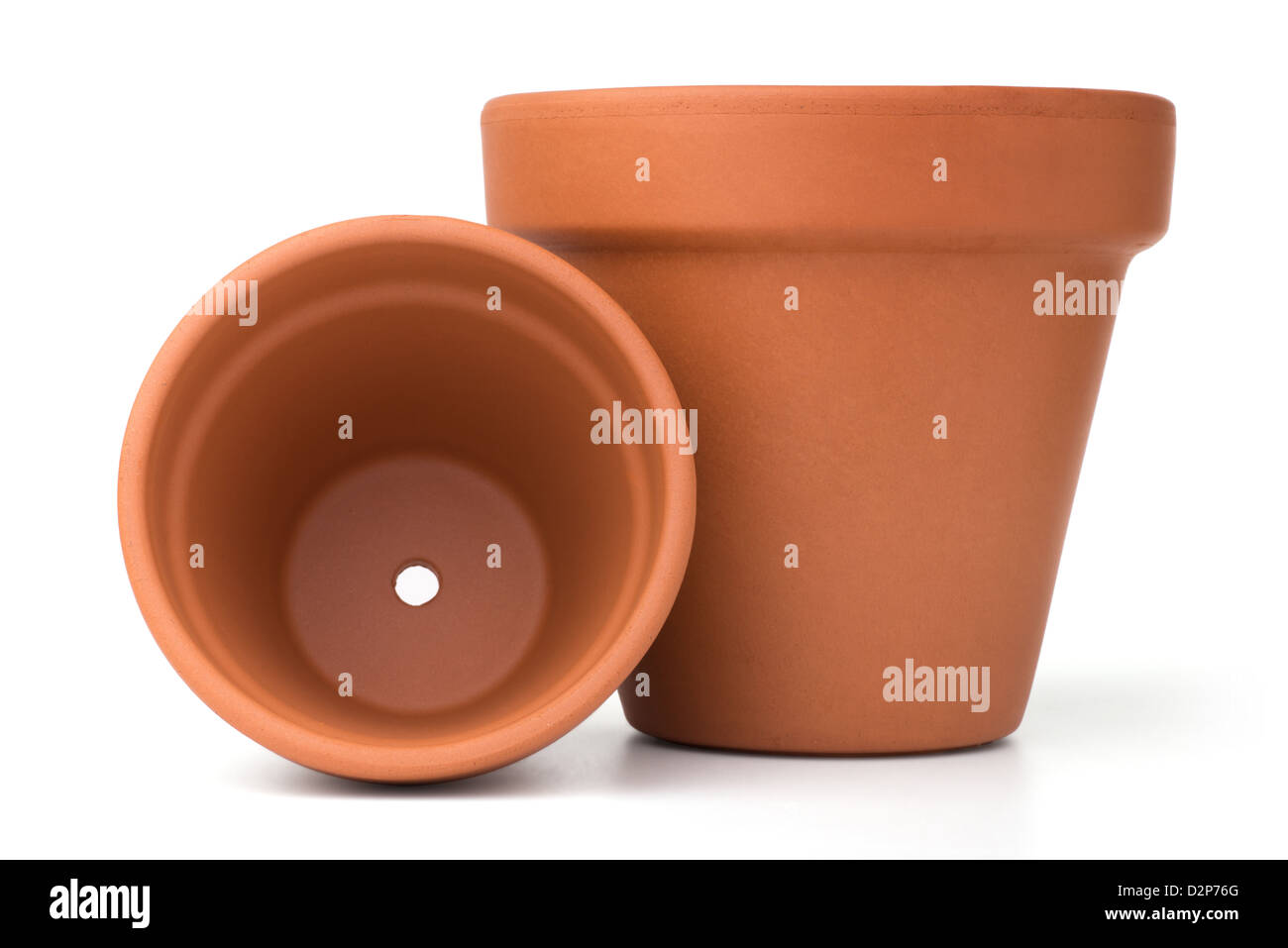 Giardinaggio: gruppo di vuoto ceramica vasi di fiori isolati su sfondo bianco Foto Stock